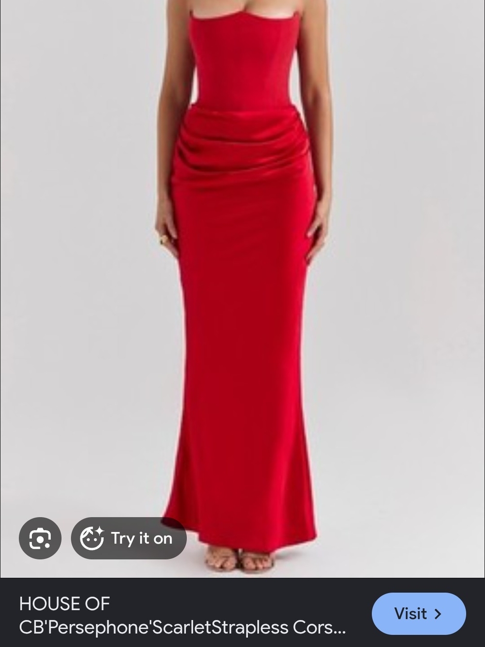 House of CB Red Persephone Satin Maxi Dress Medium